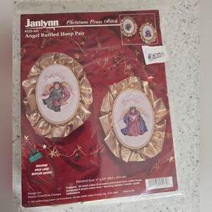Janlynn Gold Angel Cross Stitch Hoop Pair